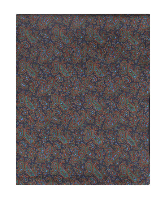 Zijden Wollen Sjaal | Navy Paisley Klein