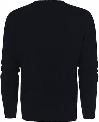 William Lockie V-hals Lamswol Pullover | Navy