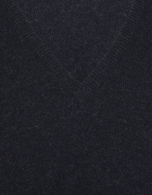 William Lockie V-hals Lamswol Pullover | Oxford Blue
