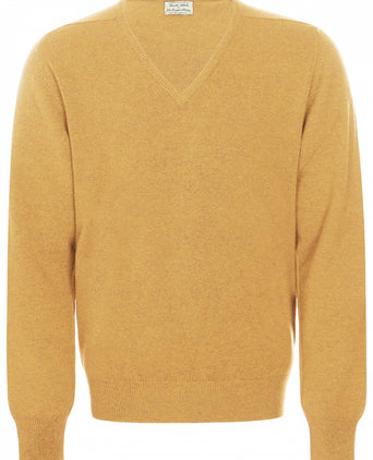 William Lockie V-hals Lamswol Pullover | Harvest Gold