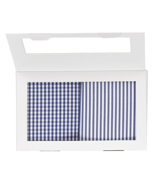 Zakdoek 2-Box | Navy Ruit/Streep
