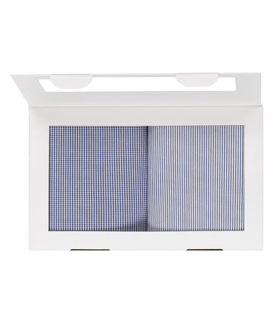 Zakdoek 2-Box | Navy Ruit/Streep Fijn