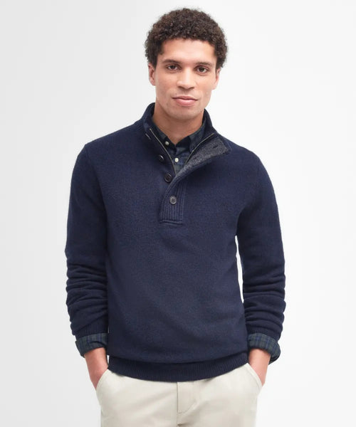 Pullover met rits en knoopsluiting | Navy Blauw