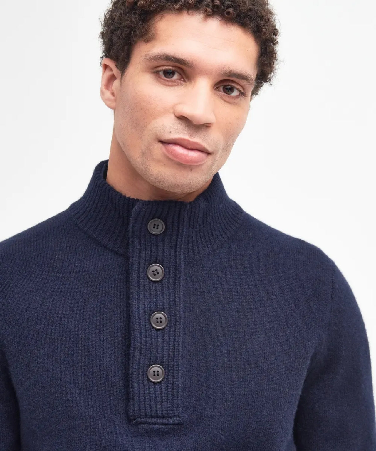 Pullover mit Reißverschluss und Knopfverschluss | Marineblau