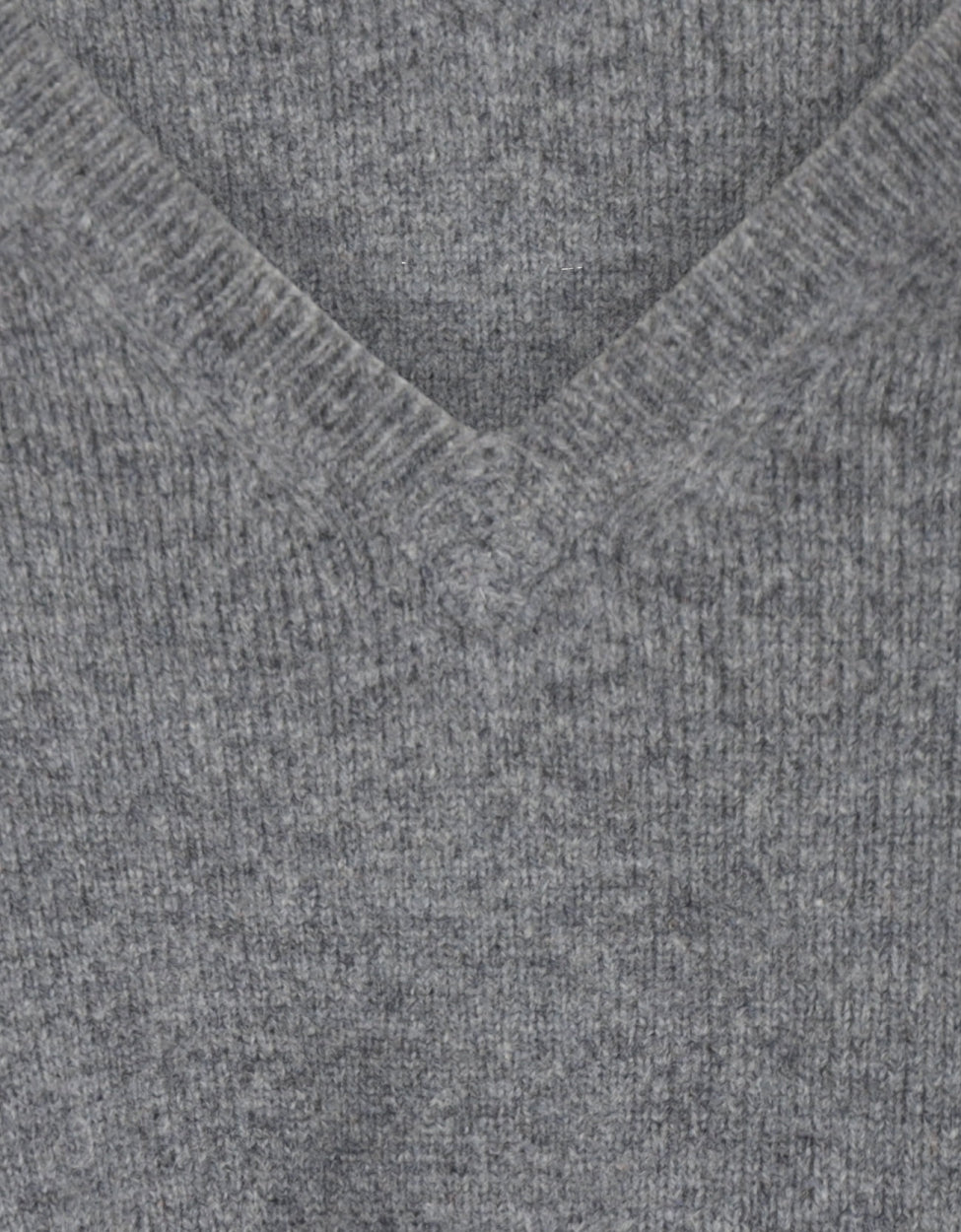 Lamswol V-Hals Pullover | Grijs