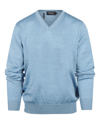 Pullover Merino wol v-hals | Blauw