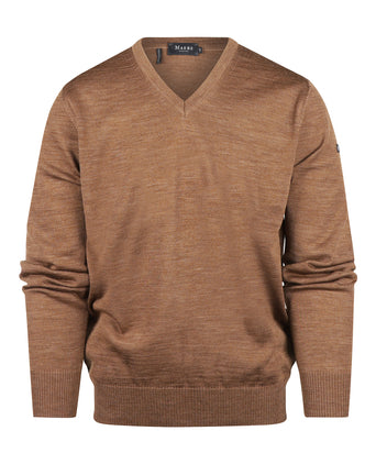 Pullover Merino wol v-hals | Bruin