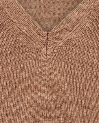 Pullover Merino wol v-hals | Bruin