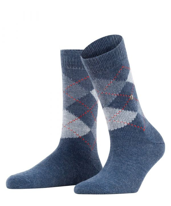 Whitby Sok | Denim/Grey diamond check