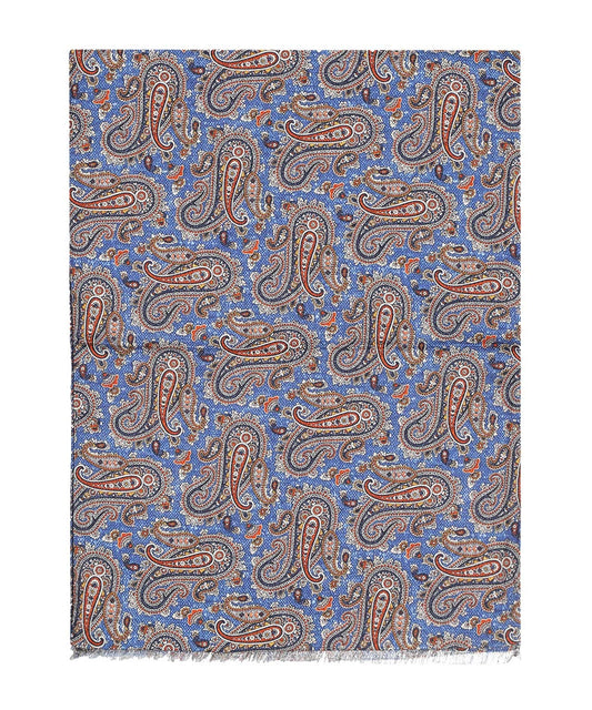 Sjaal Zijde dubbel | Helder Blauw Print