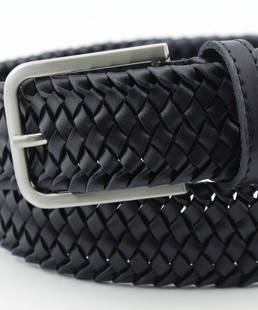 Gevlochten Leren Riem | Navy