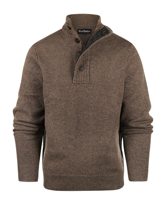 Pullover met rits en knoopsluiting | Bruin