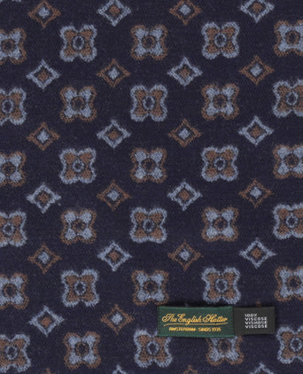 Viscose Sjaal met klassieke Print | Denim Blauw