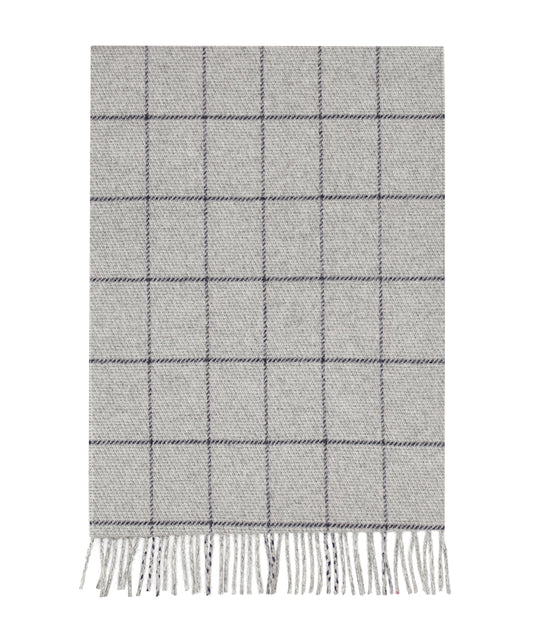 Sjaal Wol/Cashmere 35X190cm | Grijs Navy Ruit