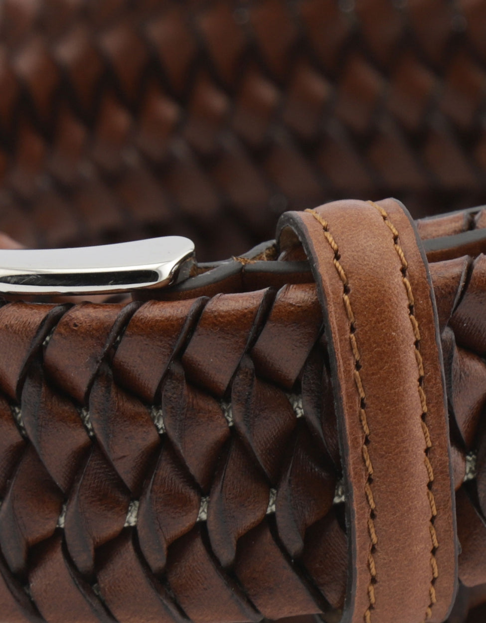 Elastischer, geflochtener Ledergürtel | Braun