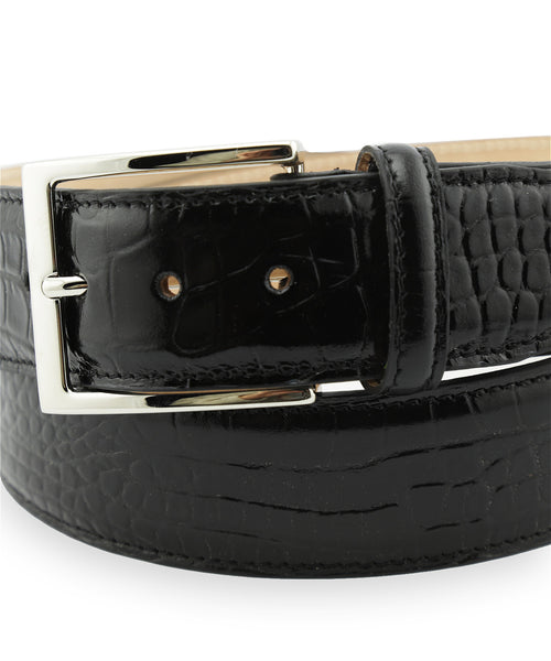 Riem Croco print | Zwart