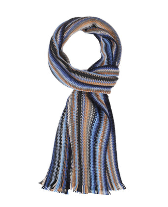 Sjaal wol gebreid 180x26 | Blauw