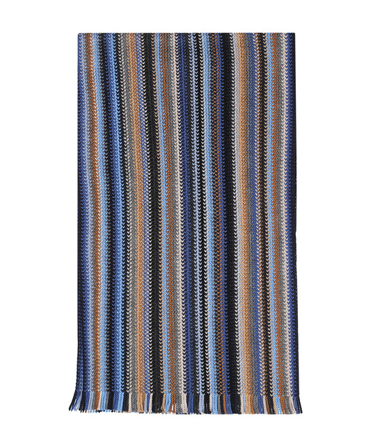 Sjaal gebreid 26X180 cm | Blauw Multi