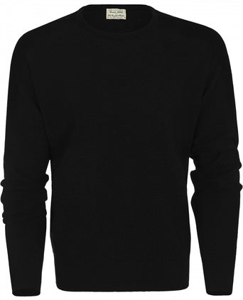 William Lockie Ronde Hals Lamswol Pullover | Black