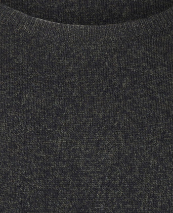 William Lockie Ronde Hals Lamswol Pullover | Navy/Seaweed
