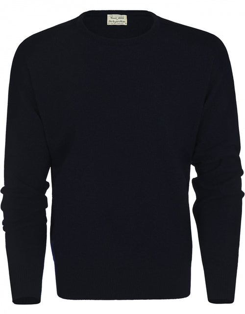 William Lockie Ronde Hals Lamswol Pullover | Navy