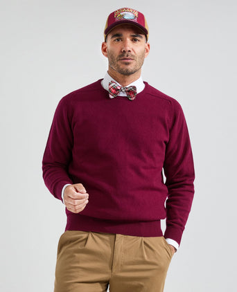 William Lockie Ronde Hals Lamswol Pullover | Bordeaux