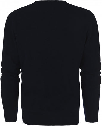 William Lockie V-hals Lamswol Pullover | Navy