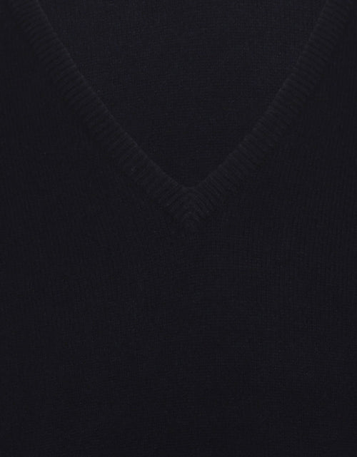 William Lockie V-hals Lamswol Pullover | Navy
