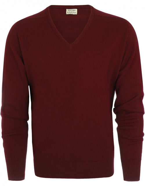 William Lockie V-hals Lamswol Pullover | Bordeaux