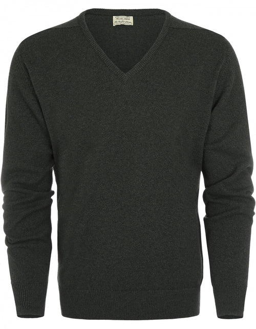William Lockie V-hals Lamswol Pullover | Seaweed
