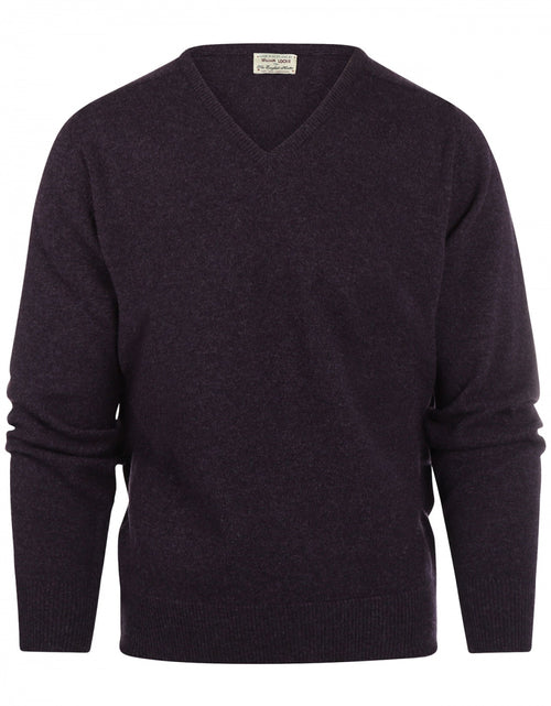 William Lockie V-hals Lamswol Pullover | Elderberry