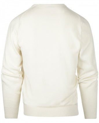 William Lockie V-hals Lamswol Pullover | Ecru