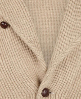 Knoop vest kameelhaar sjaalkraag | Blonde
