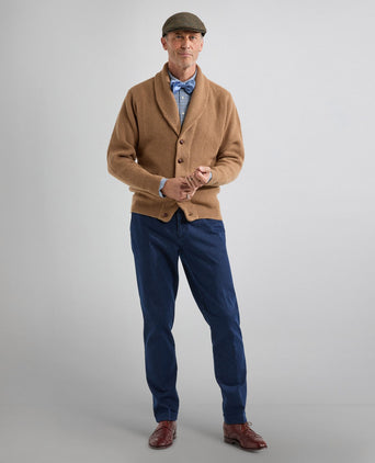 Knoop vest kameelhaar sjaalkraag | Natural