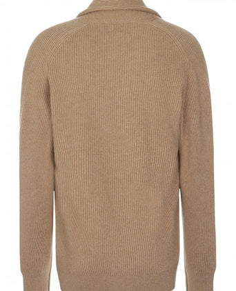 Knoop vest kameelhaar sjaalkraag | Natural