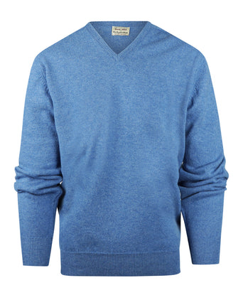 Pullover Lamswol dutch fit v-hals | Blauw