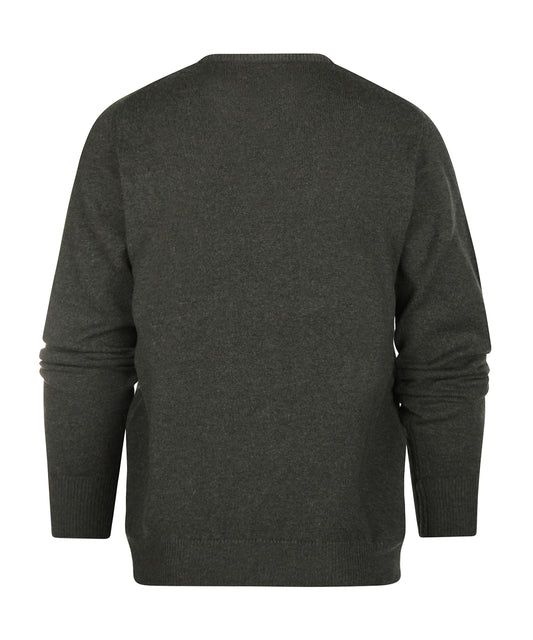 Lamswollen V-Hals Pullover Dutch Fit | Seaweed