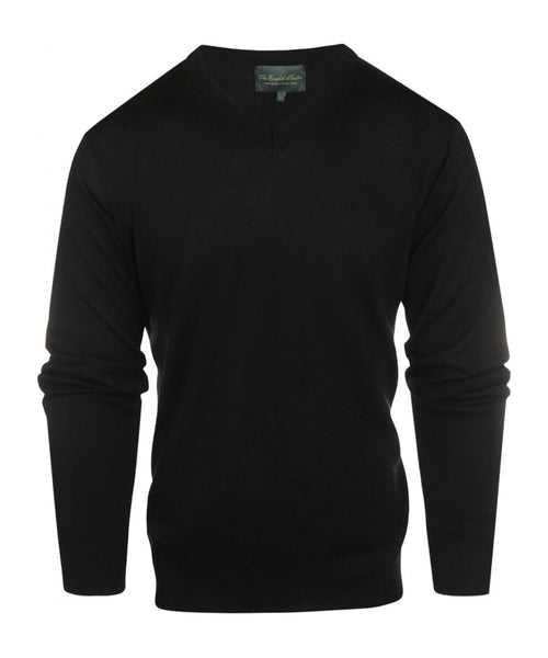 Pullover merino wol v-hals | Zwart