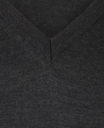 Pullover merino wol v-hals | Charcoal
