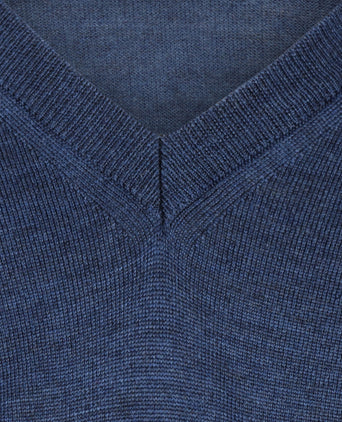 Pullover merino wol v-hals | Blauw