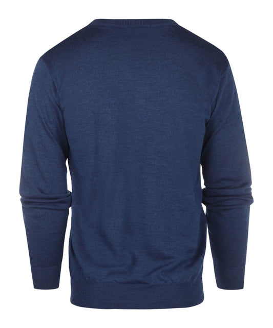 Merino V-Hals | Blauw Melange