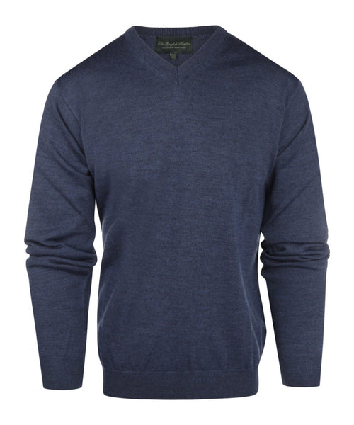 Pullover merino wol v-hals | Light Indigo
