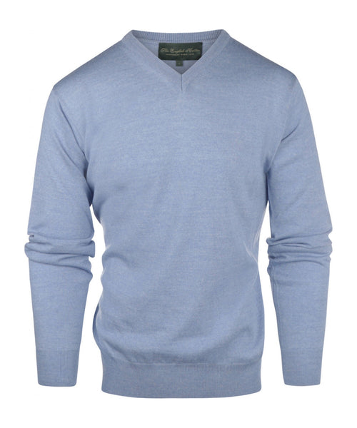 Pullover merino wol v-hals | Licht Blauw