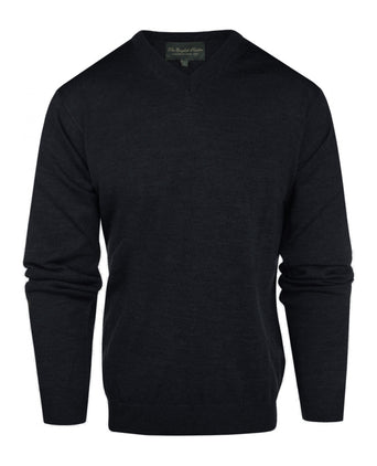 Pullover merino wol v-hals | Blauwgrijs