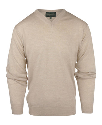 Pullover merino wol v-hals | Beige
