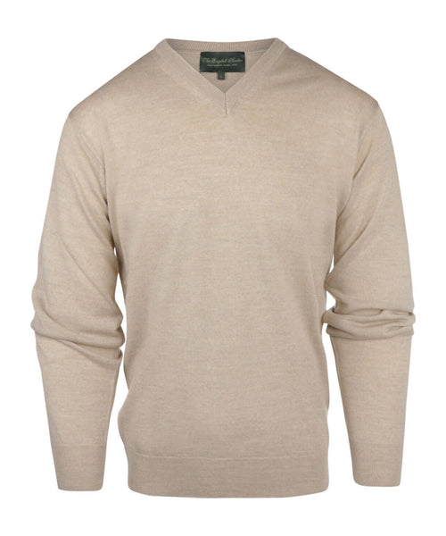 Pullover merino wol v-hals | Beige