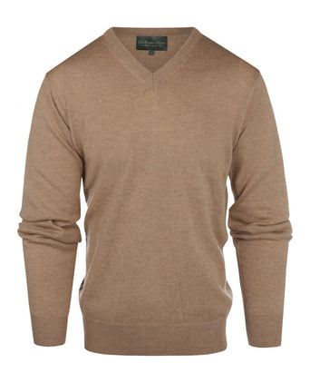 Pullover merino wol v-hals | Camel