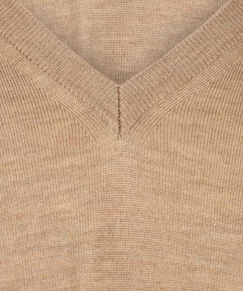 Pullover merino wol v-hals | Bruin