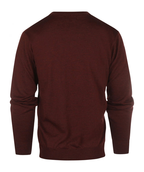 Pullover merino wol v-hals | Bordeaux