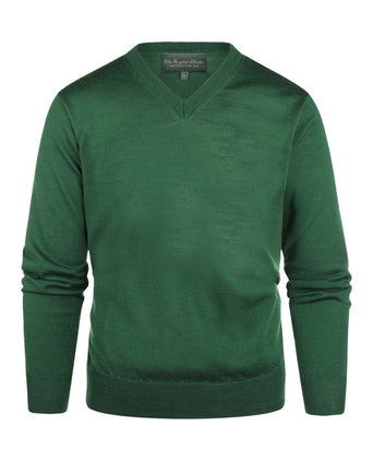 Pullover merino wol v-hals | Groen